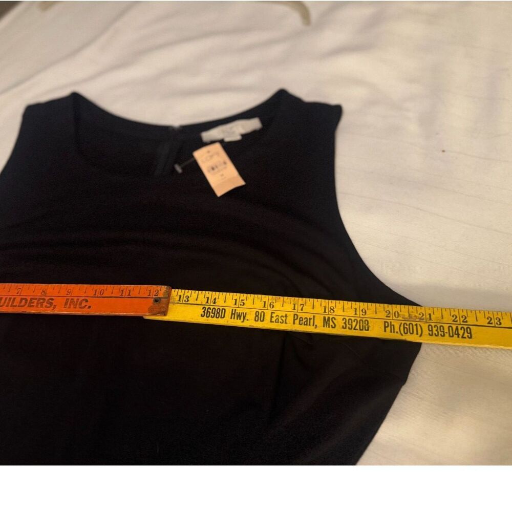 LOFT Plus NWT Dress sz16 Black Knee High Sleeveless Belted Stretch Knit Career - Picture 7 of 15